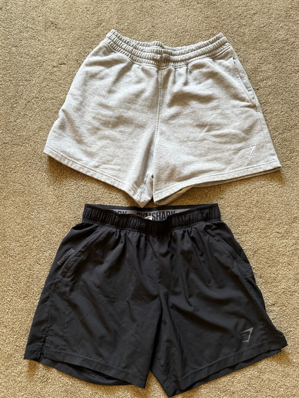 Gymshark 2 pairs Black and Light Gray Athletic Shorts